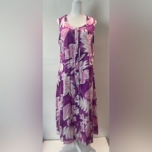 Easy Essentials Womens Tropical Pink Floral Hawaiian Sleeveless SunDress Size M